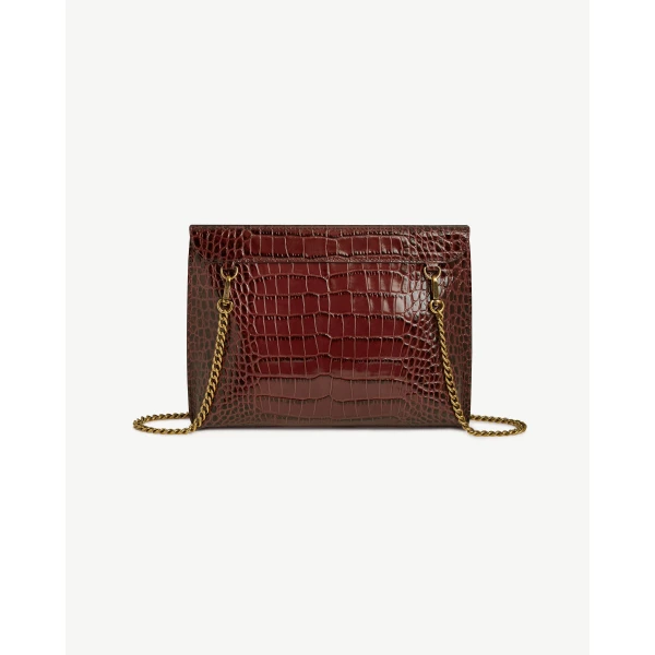 Strathberry Stylist in Croc-embossed Leather Oxblood, view 4
