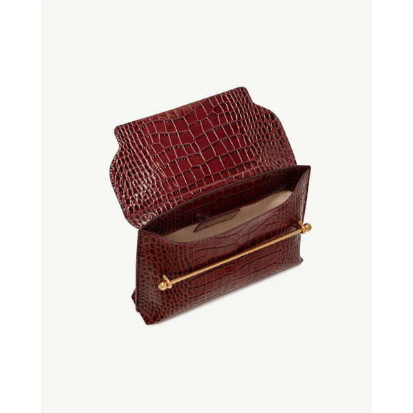 Strathberry Stylist in Croc-embossed Leather Oxblood, view 5