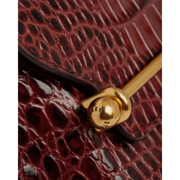 Strathberry Stylist in Croc-embossed Leather Oxblood, view 6