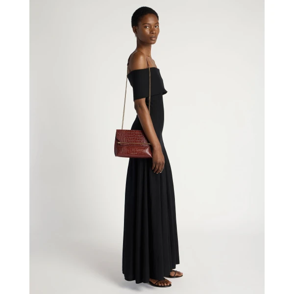 Strathberry Stylist in Croc-embossed Leather Oxblood, view 7