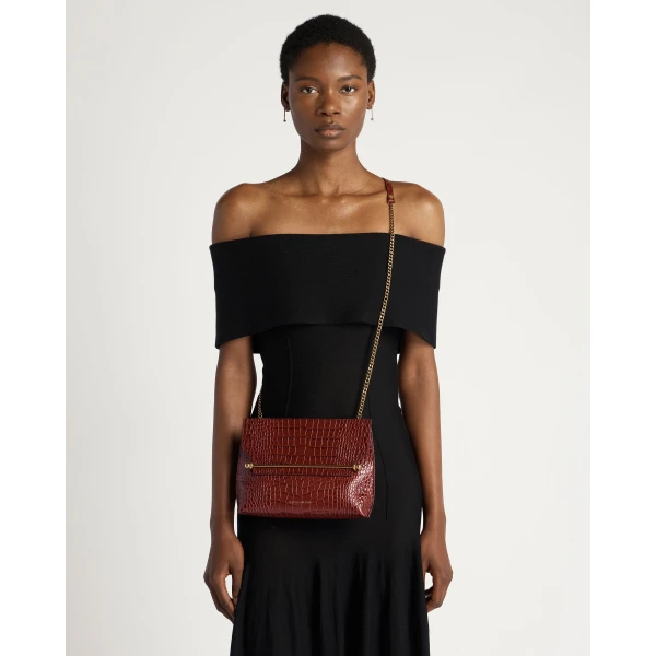 Strathberry Stylist in Croc-embossed Leather Oxblood, view 8