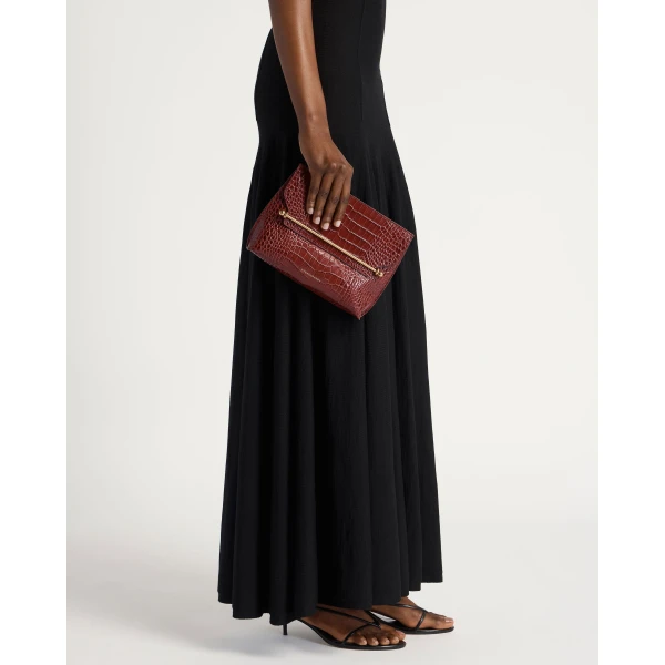 Strathberry Stylist in Croc-embossed Leather Oxblood, view 9
