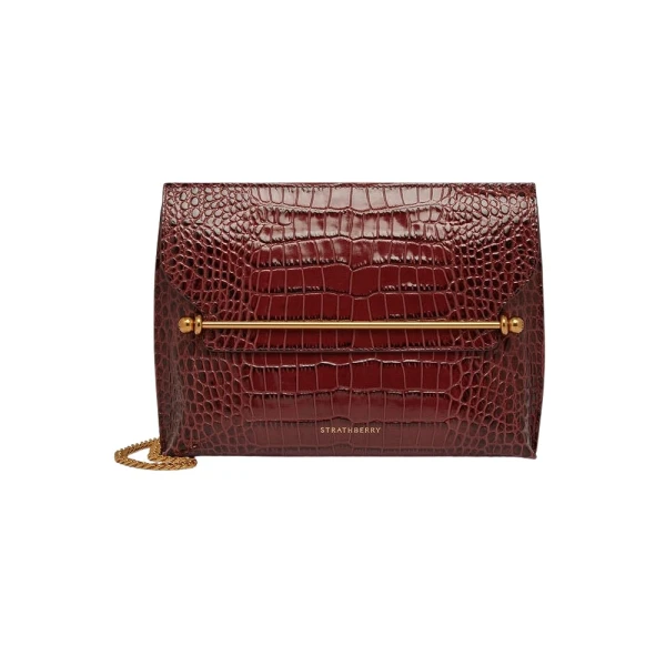Stylist in Croc-embossed Leather Oxblood