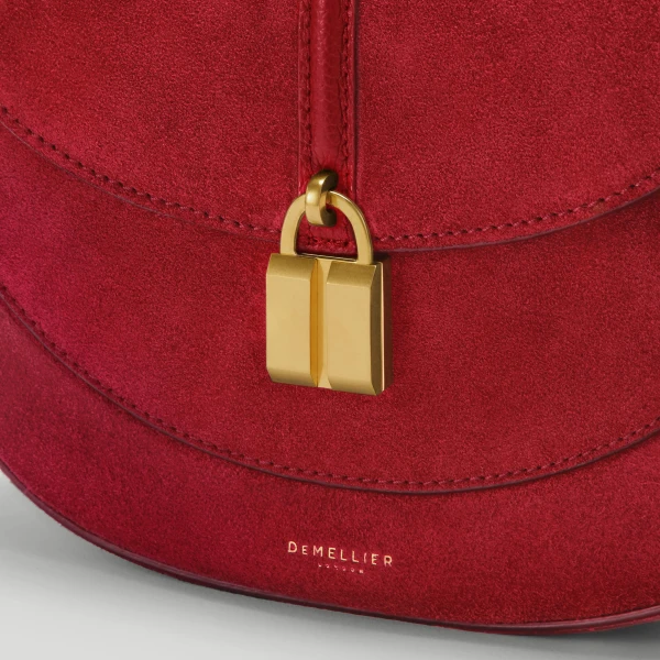 Demellier The Siena Saddle in Berry Red Crossbody Bag, view 3