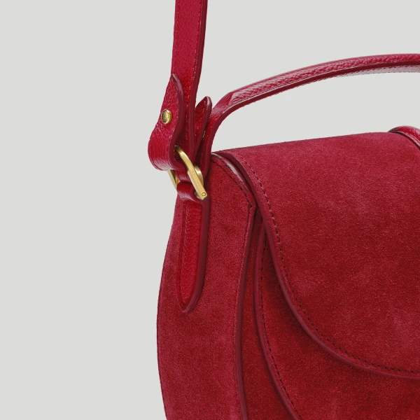 Demellier The Siena Saddle in Berry Red Crossbody Bag, view 5