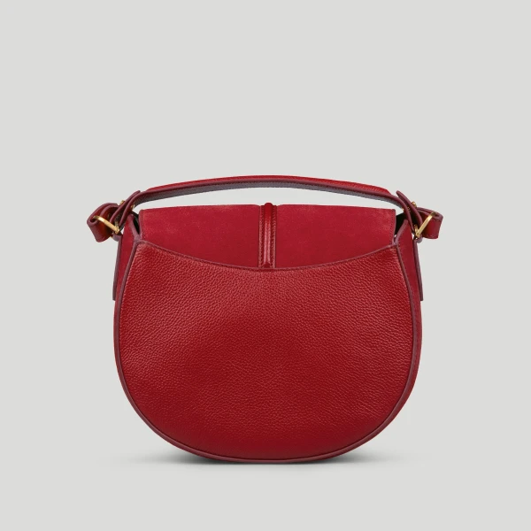 Demellier The Siena Saddle in Berry Red Crossbody Bag, view 6