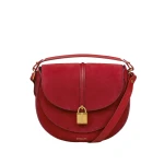 Demellier The Siena Saddle in Berry Red Crossbody Bag