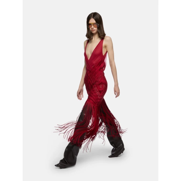 The Attico Red midi dress, view 4