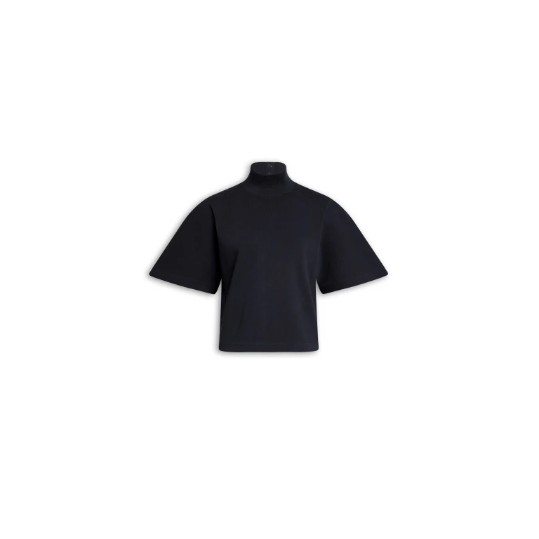 Alaïa Ribbed Cotton High Neck T Shirt - ALAÏA Tops - Laser Cut Luxury - Shop at Luxury Shoes 