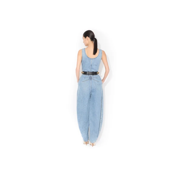 Alaïa Round Denim Jumpsuit - ALAÏA Jumpsuit - Laser Cut Luxury - Shop at Luxury Shoes 
