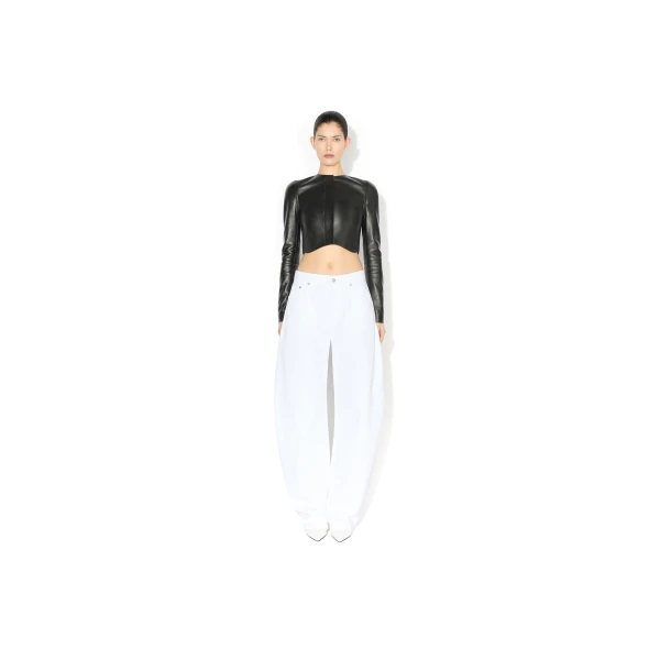 Alaia Round Denim Pants, view 3