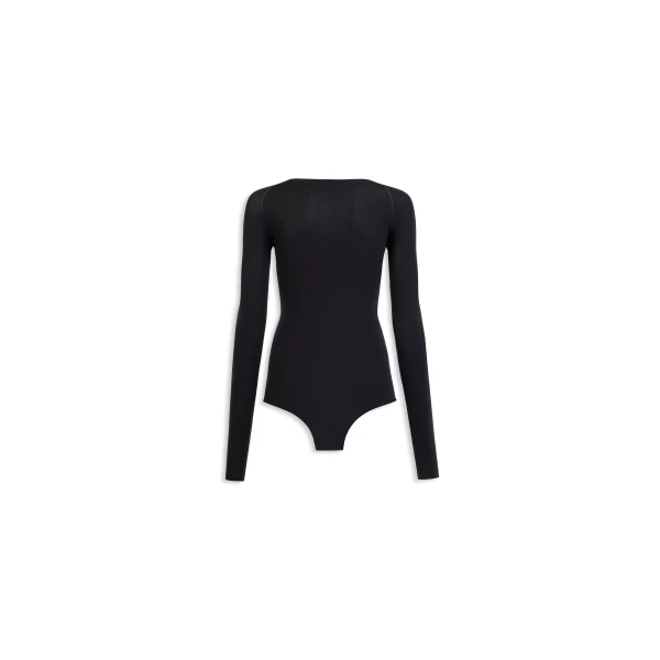 Alaïa Round Neck Second Skin Knit Bodysuit - ALAÏA Tops - Laser Cut Luxury - Shop at Luxury Shoes 