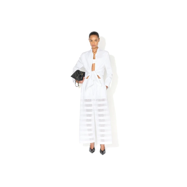 Alaïa Round Poplin Pants - ALAÏA Pants - Laser Cut Luxury - Shop at Luxury Shoes 