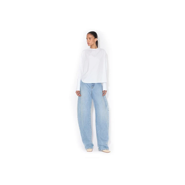 Alaïa Ruched Poplin Blouse - ALAÏA Tops - Laser Cut Luxury - Shop at Luxury Shoes 