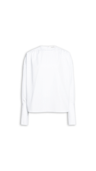 Alaïa Ruched Poplin Blouse - ALAÏA Tops - Laser Cut Luxury - Shop at Luxury Shoes 