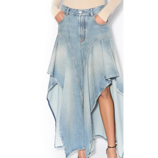 Alaia Ruffle Faded Jeans, view 4