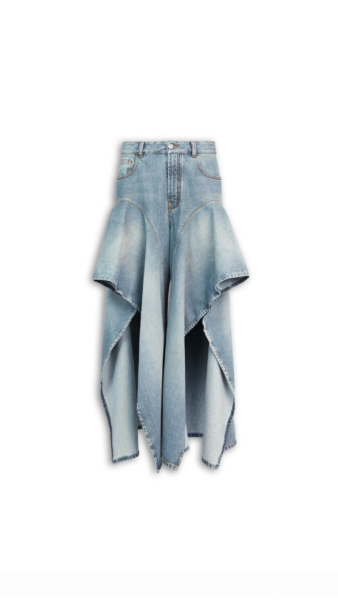 Alaïa Ruffle Faded Jeans - ALAÏA Pants - Laser Cut Luxury - Shop at Luxury Shoes 