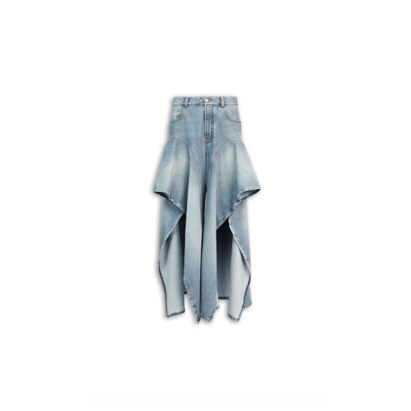 Alaïa Ruffle Faded Jeans - ALAÏA Pants - Laser Cut Luxury - Shop at Luxury Shoes 