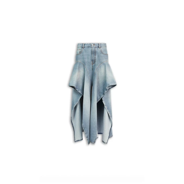 Alaïa Ruffle Faded Jeans - ALAÏA Pants - Laser Cut Luxury - Shop at Luxury Shoes 