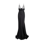 Safiyaa Asia Long Dress in Black with Crystal Embroidery