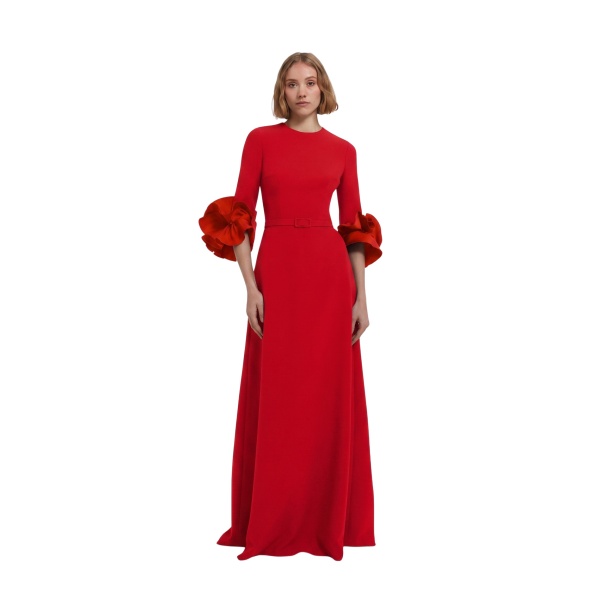 Safiyaa Belen Long Dress in Cherry Red - Dresses - Demi-Couture Evening Wear at Luxury Shoes 