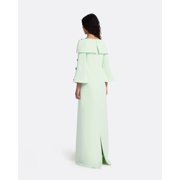 Safiyaa Cielle Long Dress with Pheobe Harness in Sea Glass, view 3