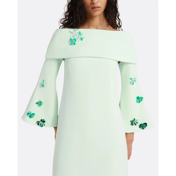 Safiyaa Cielle Long Dress with Pheobe Harness in Sea Glass, view 4