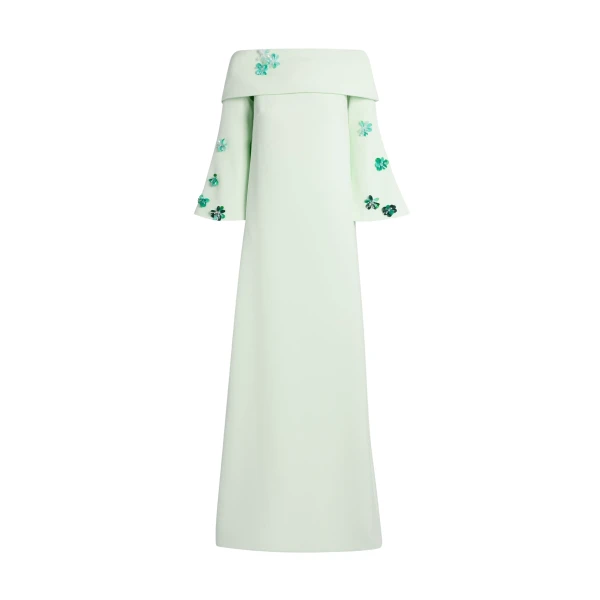 Safiyaa Cielle Long Dress with Pheobe Harness in Sea Glass