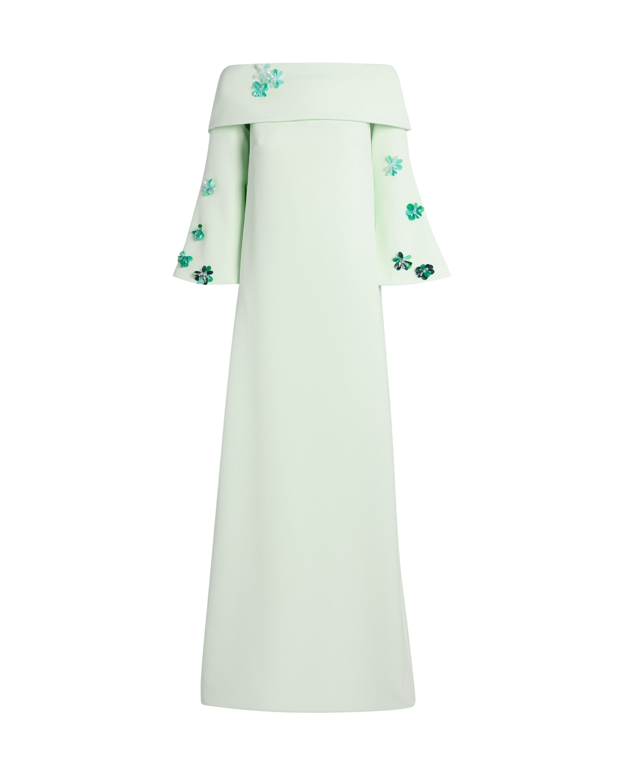 Safiyaa Cielle Long Dress with Pheobe Harness in Sea Glass - Dresses - Demi-Couture Evening Wear at Luxury Shoes 