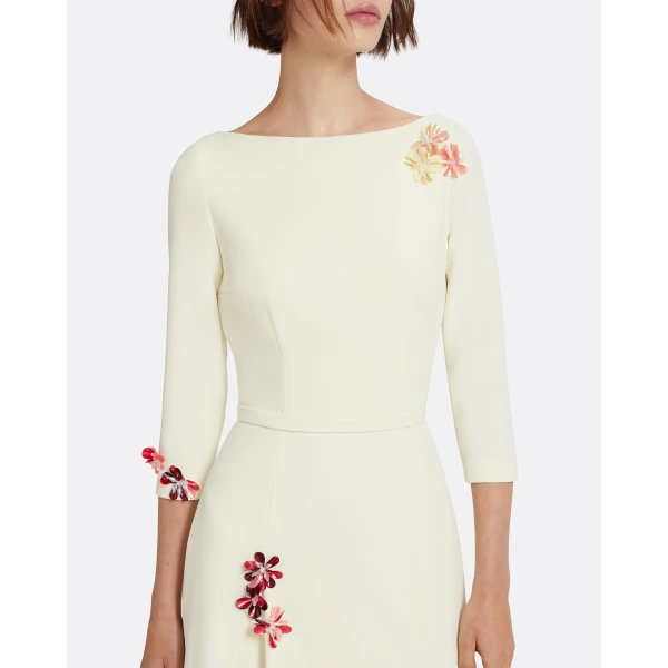 Safiyaa Emilia Long Dress in Sorbet with Pink Embroidery, view 4