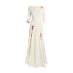 Safiyaa Emilia Long Dress in Sorbet with Pink Embroidery