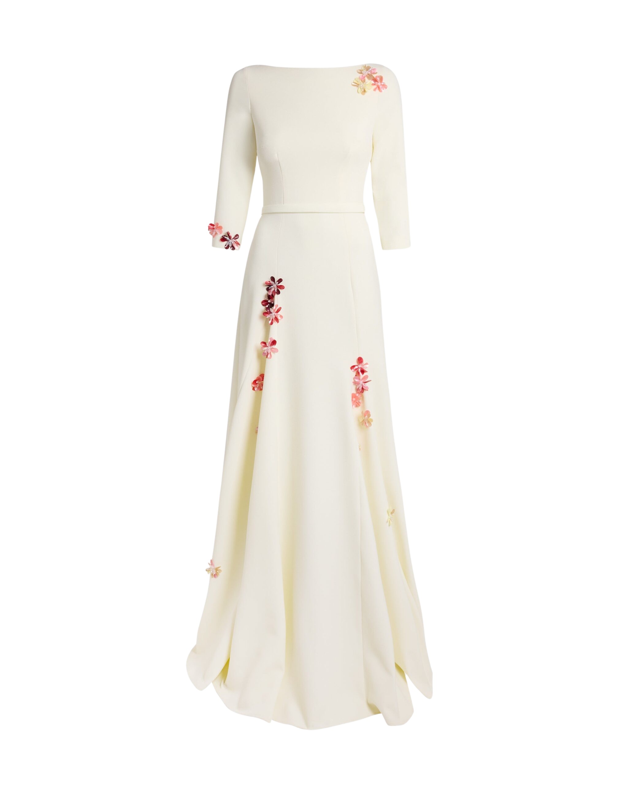 Safiyaa Emilia Long Dress in Sorbet with Pink Embroidery - Dresses - Demi-Couture Evening Wear at Luxury Shoes 