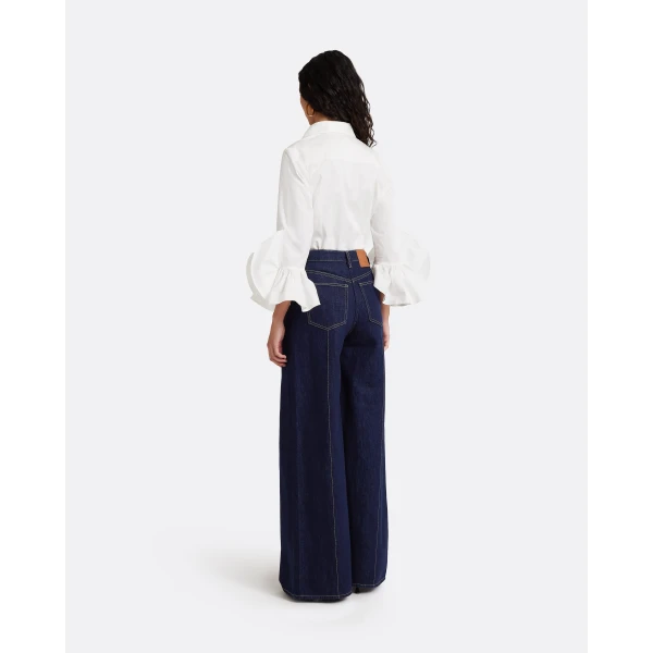 Safiyaa Fulvia Denim Trouser in Dark Wash, view 3