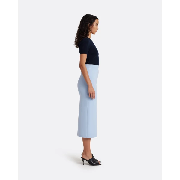 Safiyaa Georgie Skirt in Soft Sky with Crystal Buttons, view 5