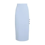 Safiyaa Georgie Skirt in Soft Sky with Crystal Buttons