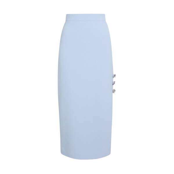 Safiyaa Georgie Skirt in Soft Sky with Crystal Buttons - Skirts - Demi-Couture Evening Wear at Luxury Shoes 