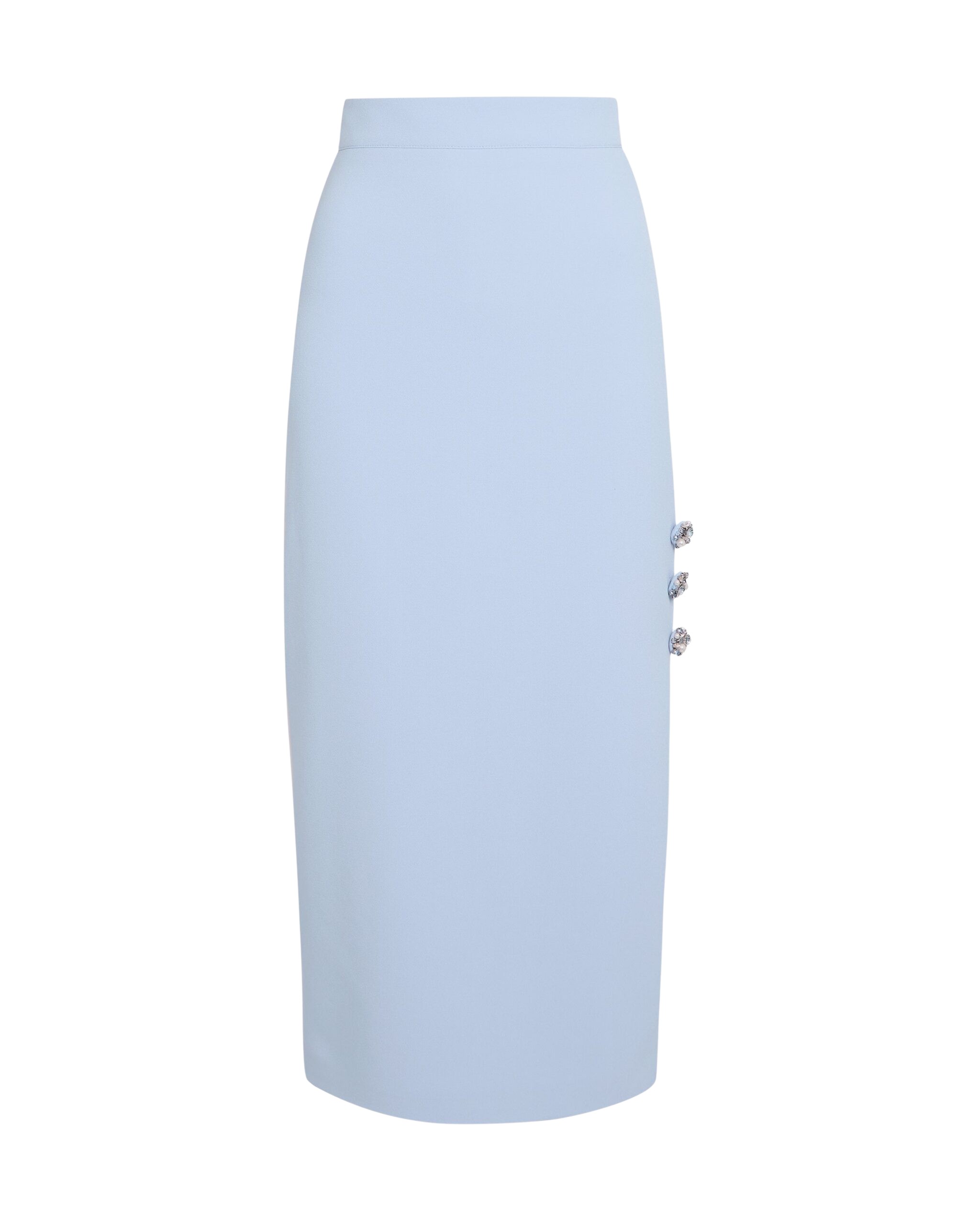 Safiyaa Georgie Skirt in Soft Sky with Crystal Buttons - Skirts - Demi-Couture Evening Wear at Luxury Shoes 