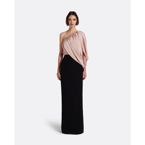 Safiyaa Ines Long Dress in Ballet Pink on Black, view 2
