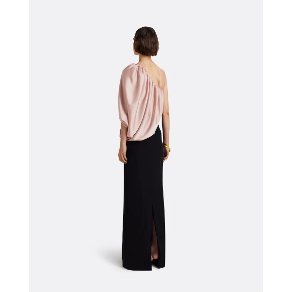Safiyaa Ines Long Dress in Ballet Pink on Black, view 3