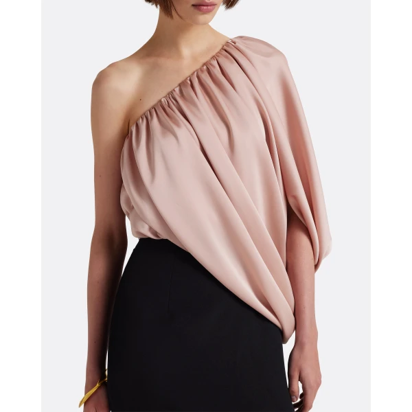 Safiyaa Ines Long Dress in Ballet Pink on Black, view 4
