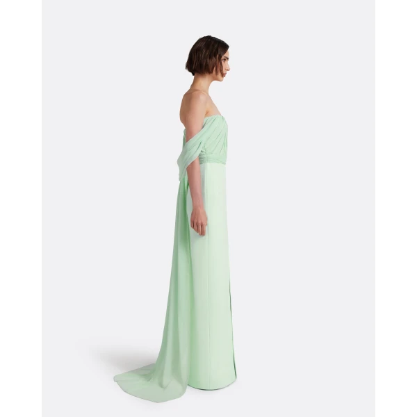 Safiyaa Iselle Dress Long in Sea Glass, view 5