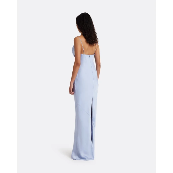 Safiyaa Jules Long Dress in Soft Sky with Crystal Embellishment, view 3