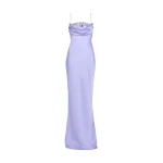 Safiyaa Jules Long Dress in Soft Sky with Crystal Embellishment