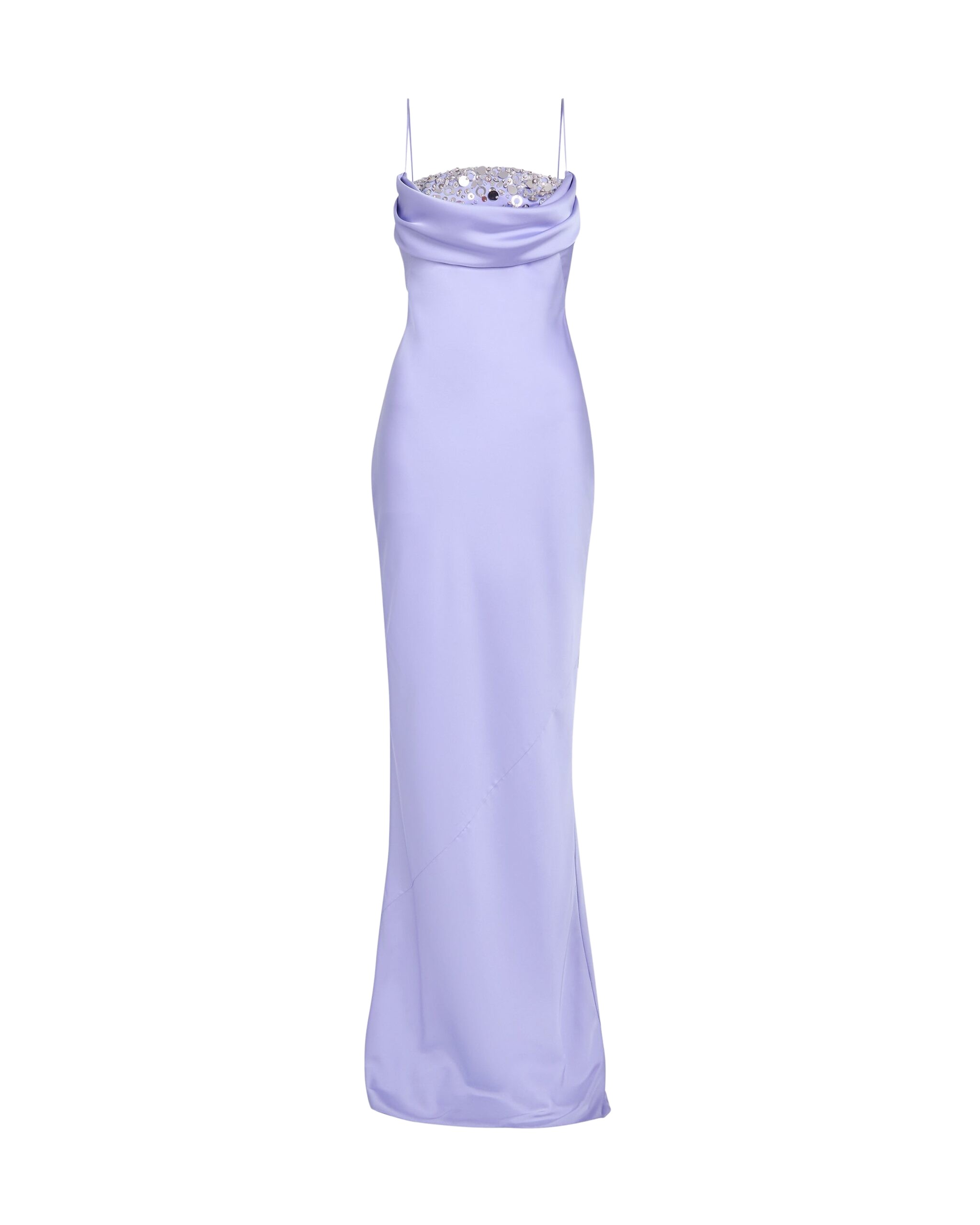 Safiyaa Jules Long Dress in Soft Sky with Crystal Embellishment - Dresses - Demi-Couture Evening Wear at Luxury Shoes 