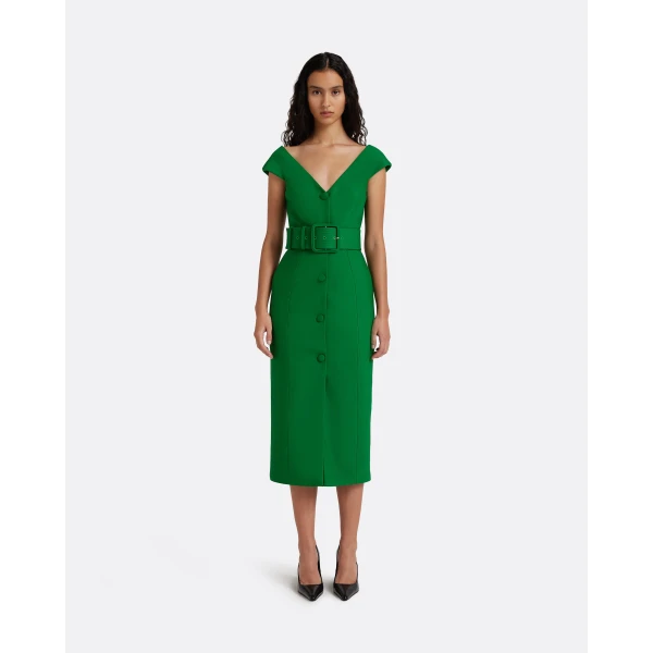 Safiyaa Klea Midi Dress in Blade Green, view 6