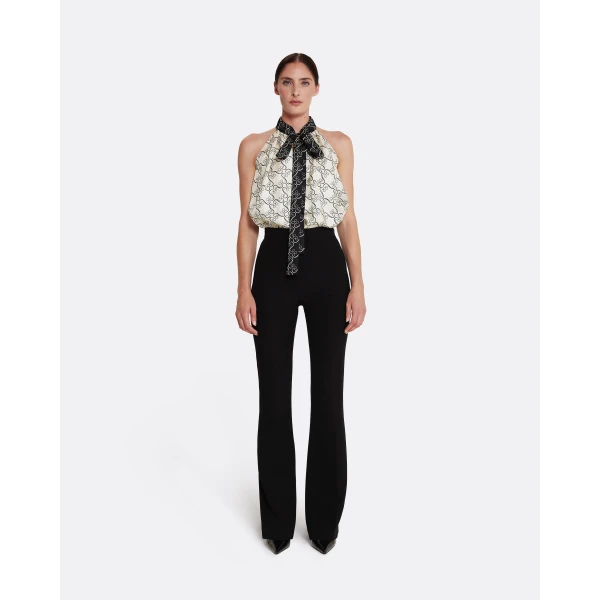 Safiyaa Letizia Top in Black on Ecru, view 3