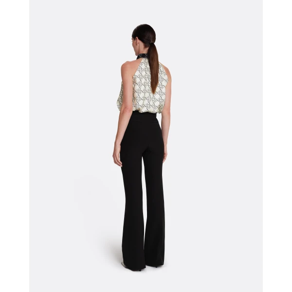 Safiyaa Letizia Top in Black on Ecru, view 4