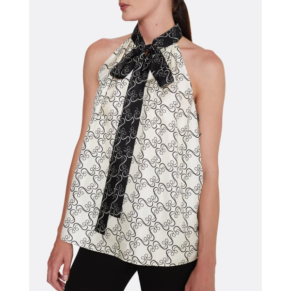Safiyaa Letizia Top in Black on Ecru, view 5