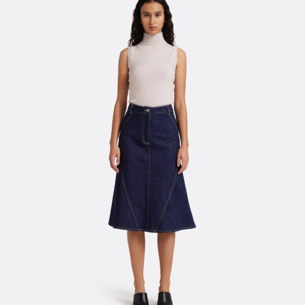 Safiyaa Luisella Denim Skirt in Dark Wash, view 2