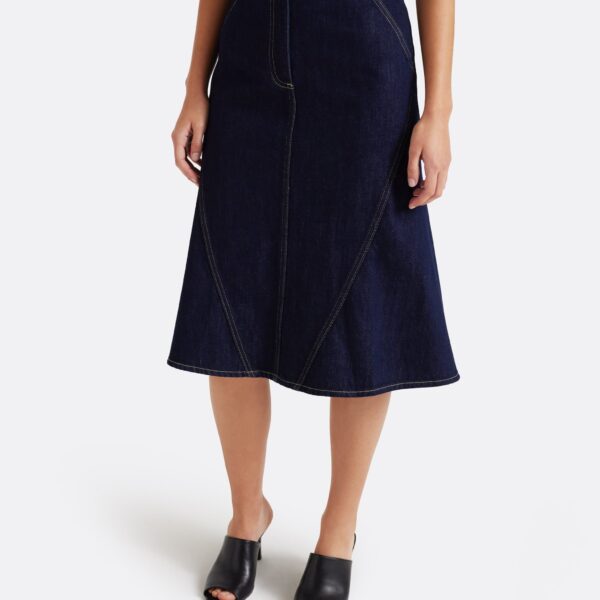 Safiyaa Luisella Denim Skirt in Dark Wash, view 4